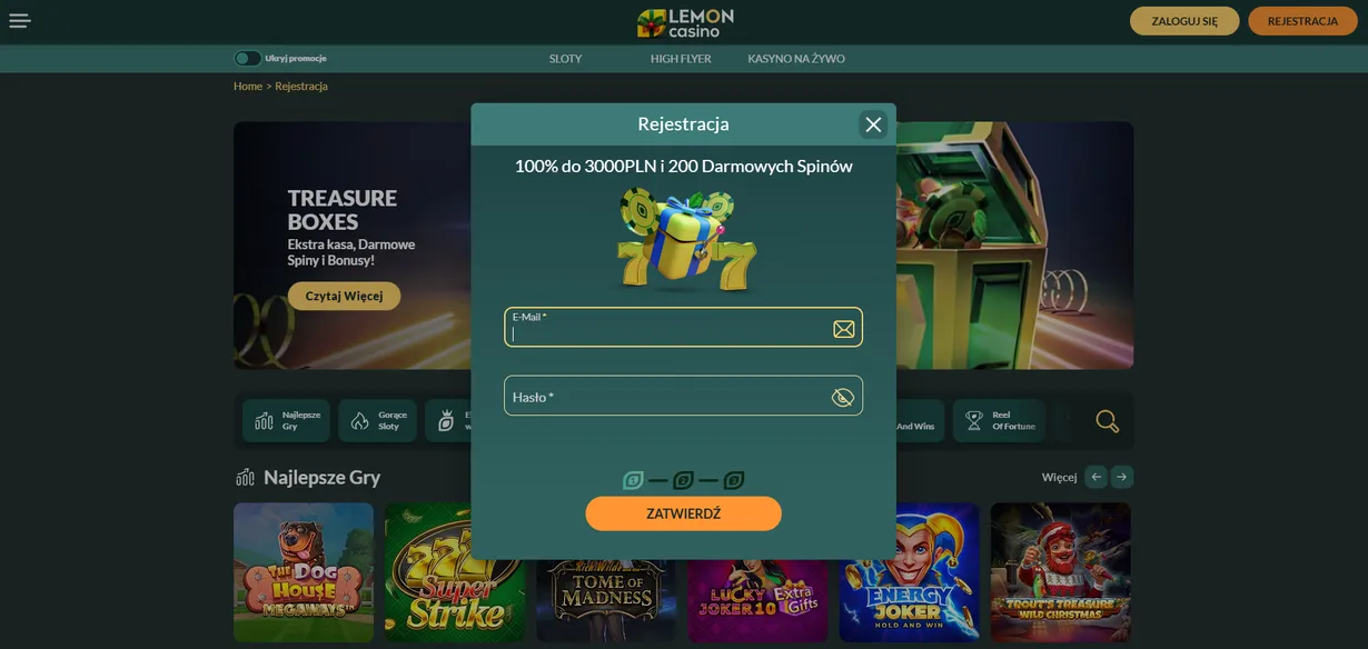 Lemon casino rejestracja